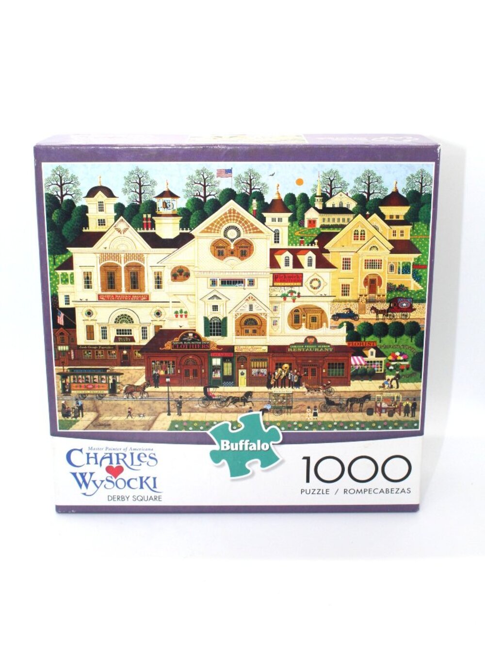 Charles Wysocki "Derby Square" 1000 Piece Jigsaw Puzzle Complete W Poster